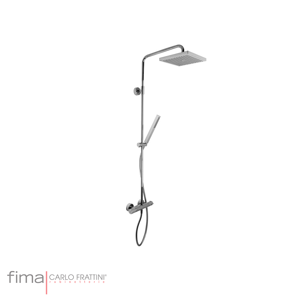 THERMOSTATIC SHOWER COLUMN INCL RECTANGLAR H/SHOWER - SQUARE ROSE